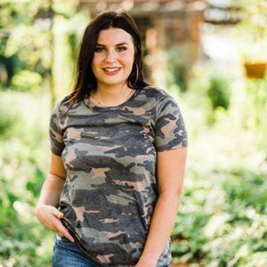 Always Sunny Camo Laser Cut Knit Top